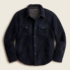 NWT Men's J. Crew Nordic Sherpa Fleece Shirt Jacket / Navy Blue / Multiple Sizes