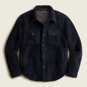 NWT Men's J. Crew Nordic Sherpa Fleece Shirt Jacket / Navy Blue / Multiple Sizes - Picture 1 of 4
