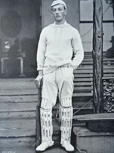 c1895 Antique Print N.F. DRUCE - CAMBRIDGE Famous Cricketers & Signature - Picture 1 of 3