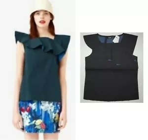 Blusa Kate Spade Saturday Top con Volantes Sin Mangas Escote en Cascada, XS, NUEVA CON ETIQUETAS - Imagen 1 de 5