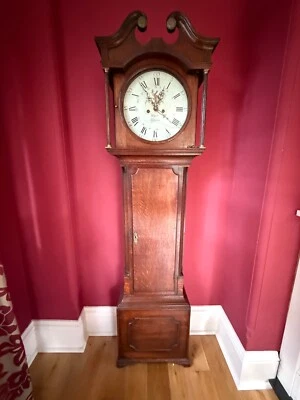 1780s 8-Day Oak Mahogany Brass Face Longcase Clock by Samuel Ashton - Image 1 of 4