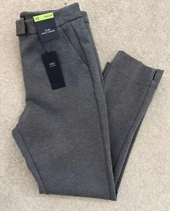M&S WOMENS GREY HIGH WAISTED SLIM ANKLE GRAZER TROUSERS Size 12 Bnwt - Picture 1 of 9