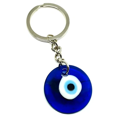 ECLECTIC SHOP UK LTD ® Evil Eye Keychain Glass Lucky Turkish Greek Charm Keyring Nazar Mati Eye