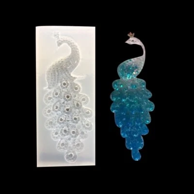 Silicone Peacock Chocolate Fondant Sugar-craft Candle Soap DIY Mould Clay Resin - Image 1 of 2