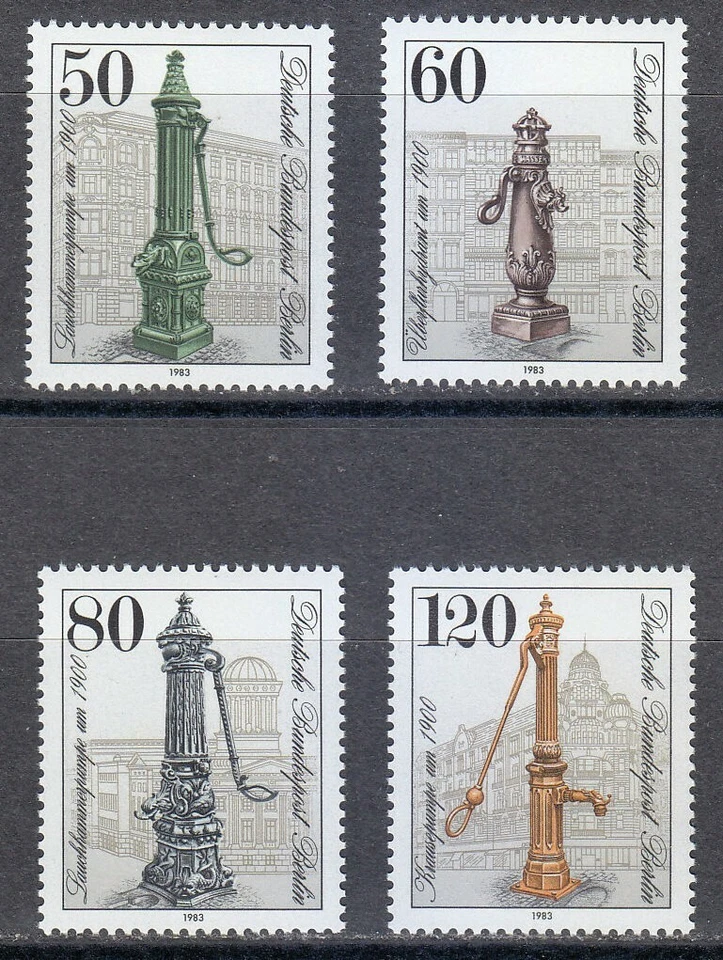 Berlin 1983 MNH Mi 689-692 Sc 9N480-9N483 Various street pumps & fire hydrants** - Image 1 of 2