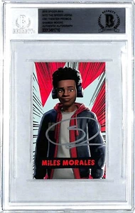 Spider-Verse Shameik Moore 2018 millas firmadas Morales tarjeta automática Beckett BAS Slab - Imagen 1 de 5