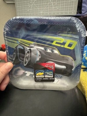 AMSCAN Designware 8 Count Cars 3 Dessert 7" Square Paper Plate Party Tableware New!!!