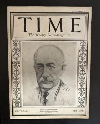 1926 May 10th TIME Magazine, John Hayes Hammond - Image 1 of 3