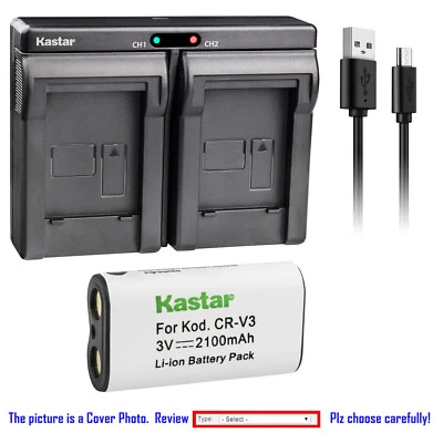 Kastar Battery Dual Charger for Pentax CR-V3 K100D Digital SLR K110D Digital SLR - Image 1 of 4