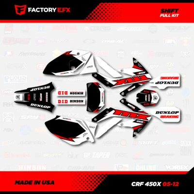 Black White Red Shift Racing Graphics kit fits Honda Crf450X 05-18 Crf 450X - Image 1 of 2
