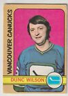 1972-73 OPC Dunc Wilson Card #18 Vancouver Canucks