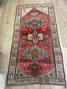 Antique Caucasian Red Animal Llama/alpaca Karabagh Large Rectangular Rug 60x120 - Picture 1 of 11