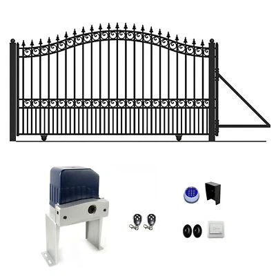 ALEKO Automated Yard Steel Sliding 12' Driveway Gate London Style with Operator - Image 1 of 4