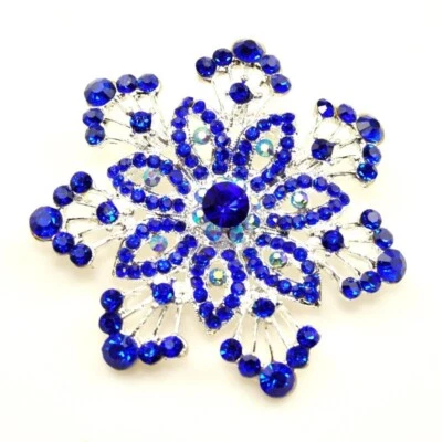 Broches Broches Flor Azul Estrás Cristales Prendedor Azul para Regalos Broche Mujer Foto 1 de 3