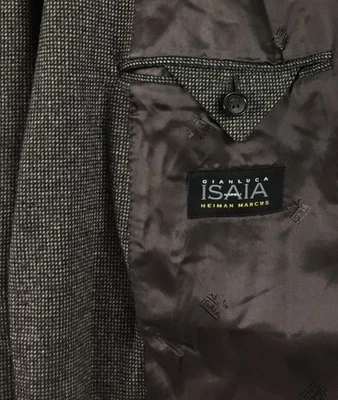 Abrigo deportivo Isaia Napoli Neiman Marcus para hombre 46R marrón Birdseye Super 120’s lana Foto 1 de 4