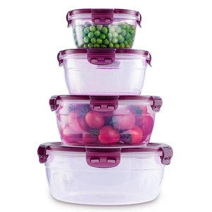 Food Storage Container with Lids Set For 4, Plastic Mixing Bowls, Airtight St... - Picture 1 of 7