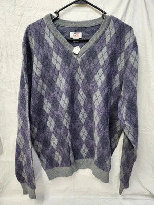 Cutter & Buck Men's Kains Argyle Vneck Sweater Size Large  - Image 1 of 3