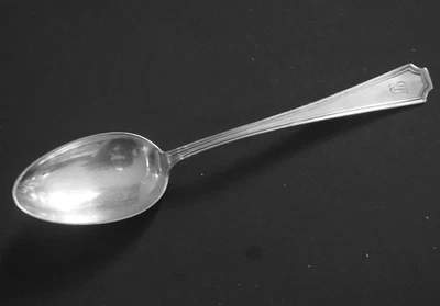 Cuchara de ley Durgin patrón Fairfax introducida en 1910 con monograma Foto 1 de 4