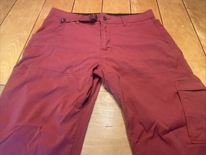 Prana Stretch Zion Pants Mens 34x32 Clay Red Cargo Belted Nylon Hiking Outdoor - Picture 1 of 20