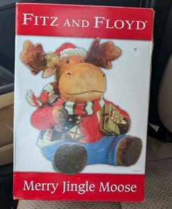2006 Fitz and Floyd MERRY JINGLE MOOSE Cookie Jar Christmas New Open Box - Picture 1 of 3