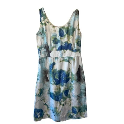 Vestido de cóctel floral acuarela azul seda Banana Republic Cottage talla 8 Foto 1 de 4