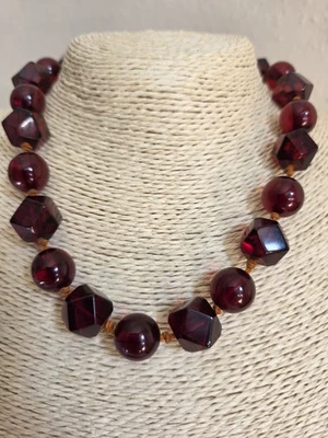 Cherry Amber Bakelite Art Deco Choker Necklace Vintage Art Deco 1920s 1930s - Image 1 of 4