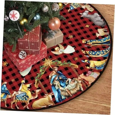 Falda Belén 48"" Belén Cuello Árbol Religioso Invierno Navidad  Foto 1 de 4