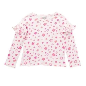 Harper Canyon Girls Printed Ruffle Top In Ivory Egret Bright Stars Size 5 - Picture 1 of 1
