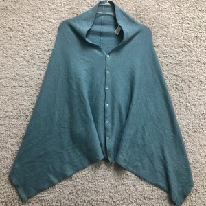 J Jill Poncho One Size Adult Blue Button Front Cape Sleeveless Casual Cozy Women - Picture 1 of 7