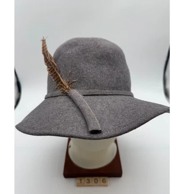 Серый шерсти перо акцент шляпа Cloche стиль платье случай женщин моды - Изображение 1 из 4