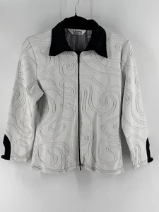Stera Women’s Shirt Top Pullover With Zipper Front Size L Off White & Black - Picture 1 of 10