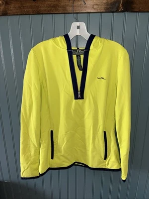 Ralph lauren активный пуловер толстовка с капюшоном Med лайм зеленый 1/2 молнии карманы карманы - Изображение 1 из 4