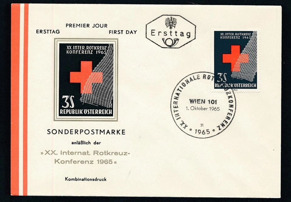 D463519 Austria FDC 20th Intl. Red Cross Conference 1965 - Image 1 of 1