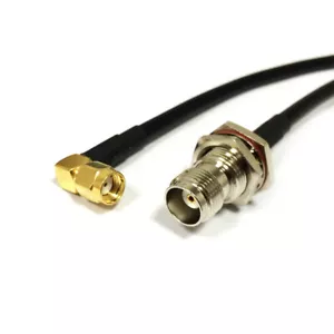 RP SMA male RA to TNC female bulkhead pigtail cable RG58 20" for wireless router - Picture 1 of 4