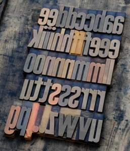 letterpress printing blocks type vintage printer letter typography antique old  - Picture 1 of 2