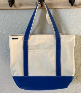 Lands End Baumwolle Canvas Bootstasche Strandtasche blau Riemen und Boden - Bild 1 von 6