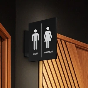 Toiletten & Badezimmer doppelseitiges PVC-Schild - Innen/Außen für den geschäftlichen Gebrauch - Bild 1 von 5