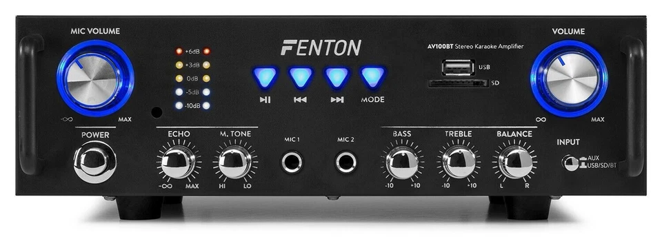 Fenton AV100BT 100W Amplificatore Stereo Hi-Fi - Nero