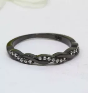Natural Diamond Black Rhodium Ring 925 Sterling Silver Band 1.25 Carat (Ctw) - Picture 1 of 2