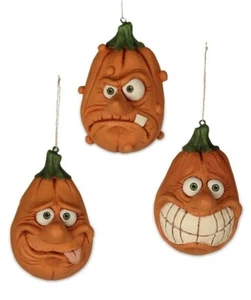 David Everett Conjunto de Tres Adornos de Halloween Calabaza Silly - Bethany Lowe - Imagen 1 de 7
