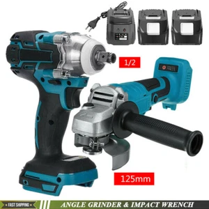 125MM Angle Grinder & Impact Wrench Cordless Tool Combo Kit Brushless For Makita - Picture 1 of 16