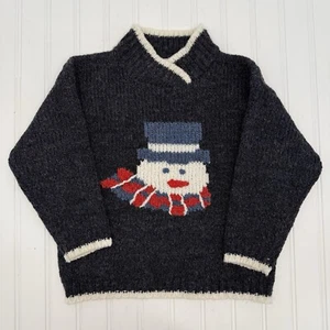 Christopher & Banks Vintage Children’s Sweater Snowman Hand Embroidered Medium - Picture 1 of 5