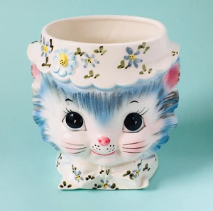 LEFTON MISS PRISS BLUE Kitty Kat Katze VASE, ÜBERTOPF #3850 SELTEN - Bild 1 von 14