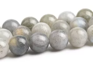 Genuine Natural Light Gray Labradorite Grade A Round Loose Beads 4/6/8/10/12MM - Picture 1 of 14