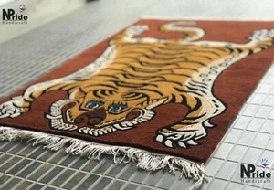 Handknotted Tibetan Tiger Rug Carpet Runner -Rectangle - 2ftx3ft - Gift ideas - Picture 1 of 7