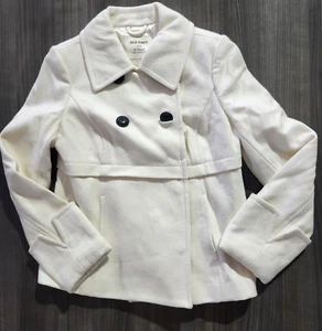 Old Navy Extra Small Elfenbein Weiß Jacke Erbsenmantel Zweireiher Knöpfe Neu mit Etikett - Bild 1 von 11