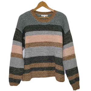 C&C California Women's size Large Crew Neck Sweater Marl Striped Canyon - Picture 1 of 8