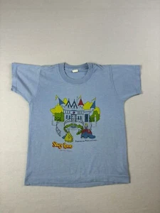 Vintage Story Land Shirt Youth Kids Size Small Blue Short Sleeve New England 80s - Picture 1 of 6