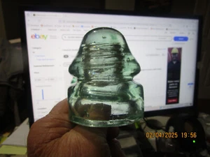 CD 133.3 Light Green BAR/BAR Reverse 3 Antique Glass Insulator KCGW SCARCE Vtg - Picture 1 of 11