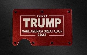 Trump 2024 MAGA Make America Great Again Portafoglio Blocco RFID Metallo Slim - Foto 1 di 7
